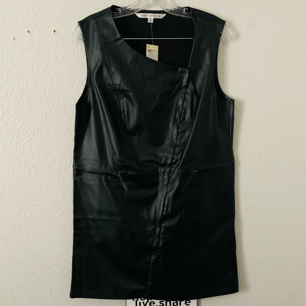 NWT Max Studio S Faux Leather Sleeveless Vest